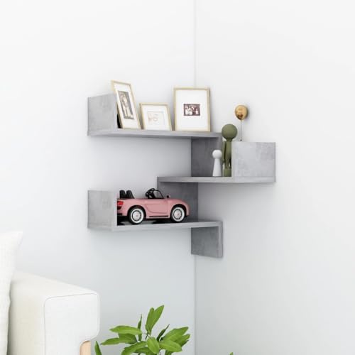 LLEZKBR Regalwandregale & Ledges-Wand-Eckregal Betongrau 40x40x50 cm Holzwerkstoff von LLEZKBR