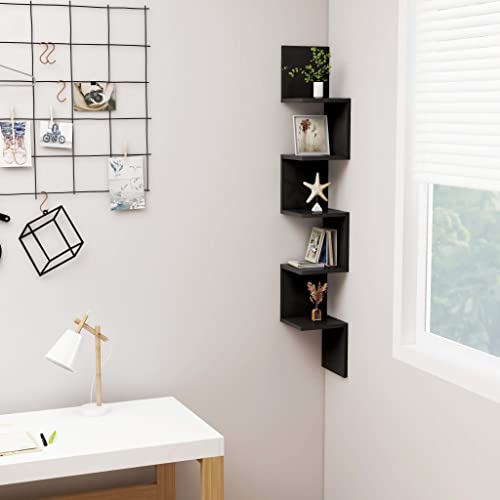 LLEZKBR Regalwandregale & Ledges-Wand-Eckregal schwarz 20x20x127,5 cm Holzwerkstoff von LLEZKBR