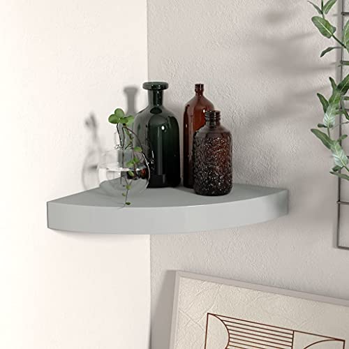 LLEZKBR Regalwandregale & Ledges-schwebendes Eckregal, grau, 25 x 25 x 3,8 cm, MDF von LLEZKBR