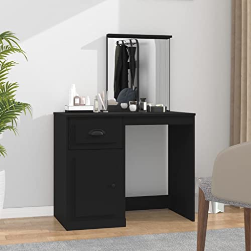 LLEZKBR Schminktisch mit Spiegel schwarz 90x50x132,5cm Holzwerkstoff von LLEZKBR