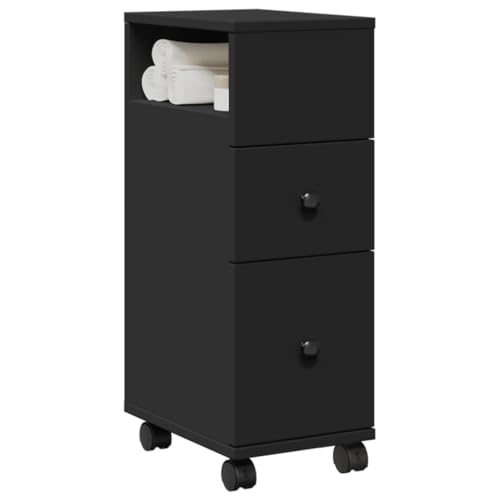 LLEZKBR Schränke und Aufbewahrung, Aufbewahrungsschränke und Schließfächer, schmaler Badezimmerschrank mit Rollen, schwarzes Holzwerkstoff LLEZKBR Schränke und Aufbewahrung, Aufbewahrungsschränke und Schließfächer, schmaler Badezimmerschrank mit Rollen, schwarzes Holzwerkstoff von LLEZKBR