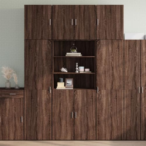 LLEZKBR Schränke & Aufbewahrung, Buffets & Sideboards-Highboard Braun Eiche, 80 x 42,5 x 249 cm, Holzwerkstoff von LLEZKBR