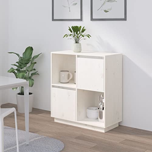 LLEZKBR Schränke & Aufbewahrung, Buffets & Sideboards-Sideboard Weiß 74x35x80cm Massivholz Kiefer von LLEZKBR