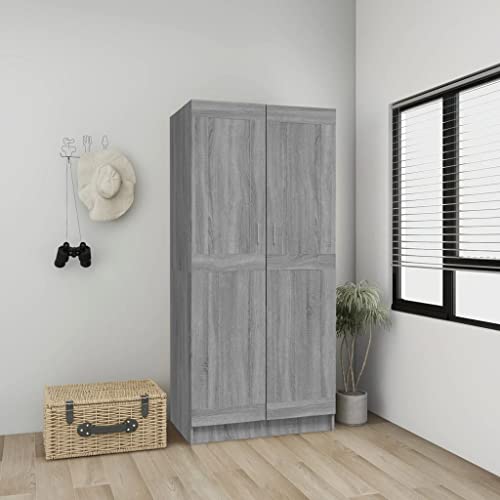 LLEZKBR Schränke & Aufbewahrung, Schränke & Kleiderschränke, Garderobe, Grau Sonoma, 82,5 x 51,5 x 180 cm, Holzwerkstoff von LLEZKBR