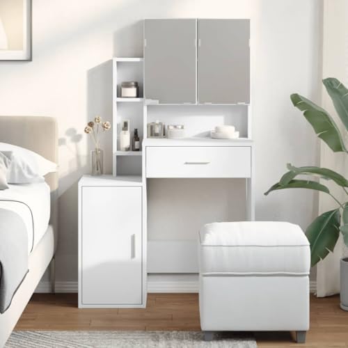 LLEZKBR Schränke und Aufbewahrung, Waschtische, Schlafzimmer-Schminktische, Schminktisch mit Schrank, Weiß, 80 x 35 x 132 cm von LLEZKBR