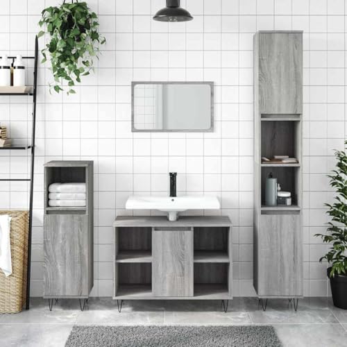 LLEZKBR Schränke und Aufbewahrung, Waschtischunterschrank, Badezimmerschrank, Grau, Sonoma, 80 x 33 x 60 cm, Holzwerkstoff LLEZKBR Schränke und Aufbewahrung, Waschtischunterschrank, Badezimmerschrank, Grau, Sonoma, 80 x 33 x 60 cm, Holzwerkstoff von LLEZKBR