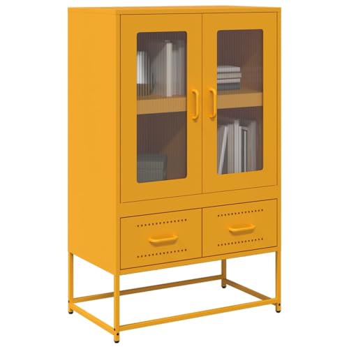 LLEZKBR Schränke & Aufbewahrung-Buffets & Sideboards-Highboard Senfgelb 68x39x111,5 cm Stahl von LLEZKBR