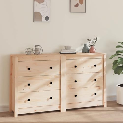 LLEZKBR Schränke & Aufbewahrung-Buffets & Sideboards-Sideboard 140x35x80cm Massivholz Kiefer von LLEZKBR