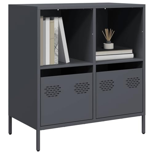 LLEZKBR Schränke & Aufbewahrung-Buffets & Sideboards-Sideboard Anthrazit 68x39x73,5 cm kaltgewalzter Stahl von LLEZKBR
