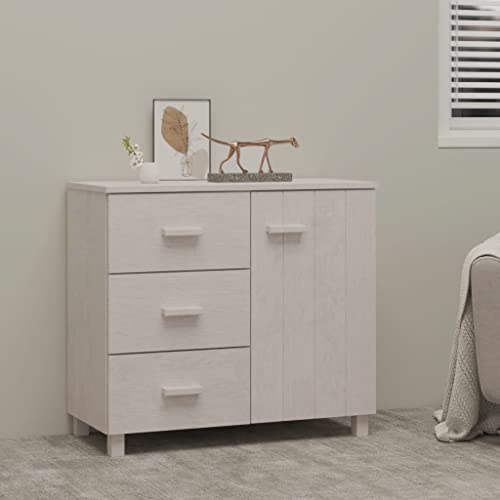 LLEZKBR Schränke & Aufbewahrung-Buffets & Sideboards-Sideboard HAMAR Weiß 90x40x80cm Kiefer massiv von LLEZKBR