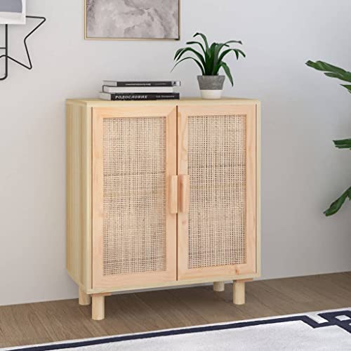LLEZKBR Schränke & Aufbewahrung-Buffets & Sideboards-Sideboard braun 60x30x70cm Massivholz Kiefer und l Rattan von LLEZKBR