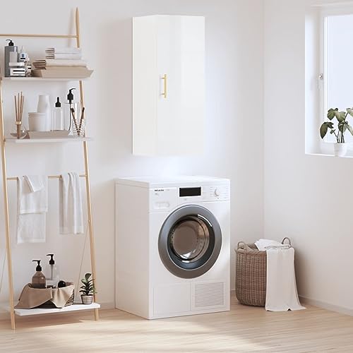 LLEZKBR Schränke & Aufbewahrung-Buffets & Sideboards Wandschrank Hochglanz Weiß 34,5x34x90cm von LLEZKBR