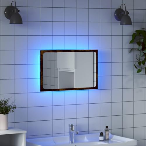 LLEZKBR Schränke & Aufbewahrung-Waschtischunterschrank Bad-Waschtischunterschrank LED Badspiegel Sonoma Eiche 60x8,5x38cm Holzwerkstoff von LLEZKBR