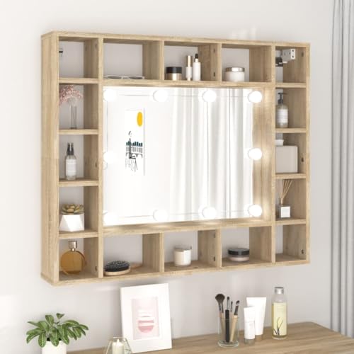 LLEZKBR Schränke & Aufbewahrung-Waschtischunterschrank Bad-Waschtischunterschrank Spiegelschrank mit LED Sonoma Eiche 91x15x76,5 cm LLEZKBR Schränke & Aufbewahrung-Waschtischunterschrank Bad-Waschtischunterschrank Spiegelschrank mit LED Sonoma Eiche 91x15x76,5 cm von LLEZKBR