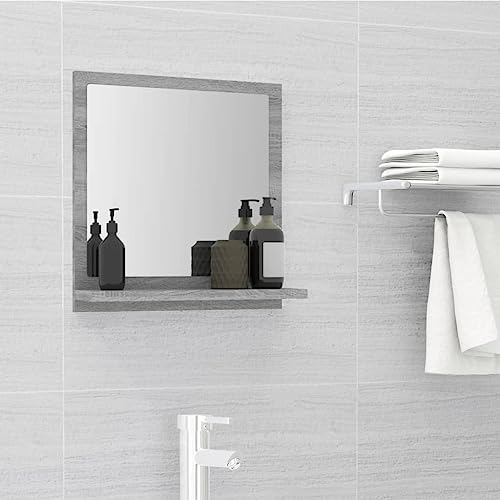 LLEZKBR Schränke & Aufbewahrung-Waschtischunterschrank Badezimmerspiegel Grau Sonoma 40x10,5x37cm Holzwerkstoff von LLEZKBR
