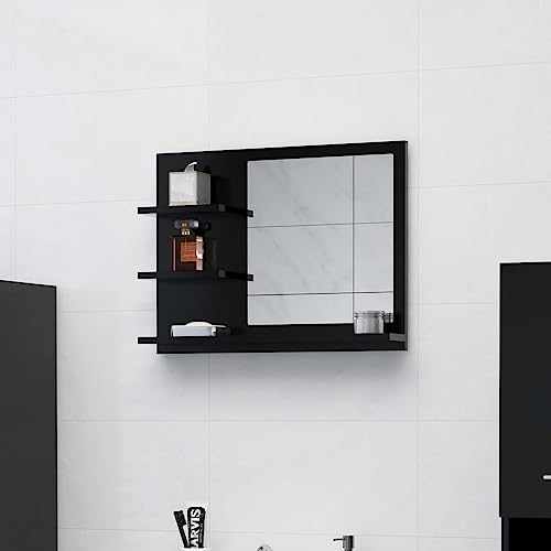 LLEZKBR Schränke & Aufbewahrung-Waschtischunterschrank Badezimmerspiegel Schwarz 60x10,5x45cm Holzwerkstoff von LLEZKBR