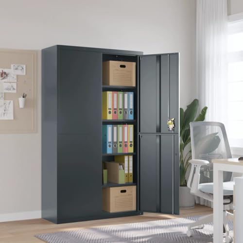 LLEZKBR Schränke & Aufbewahrungs-Aktenschränke Aktenschrank Anthrazit 105x40x180 cm Stahl von LLEZKBR