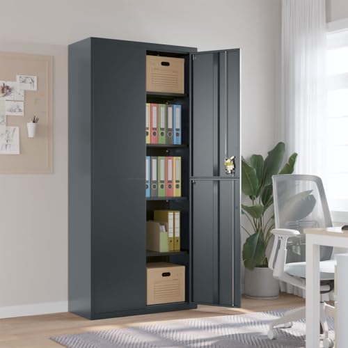 LLEZKBR Schränke & Aufbewahrungs-Aktenschränke Aktenschrank Anthrazit 90x40x200 cm Stahl von LLEZKBR