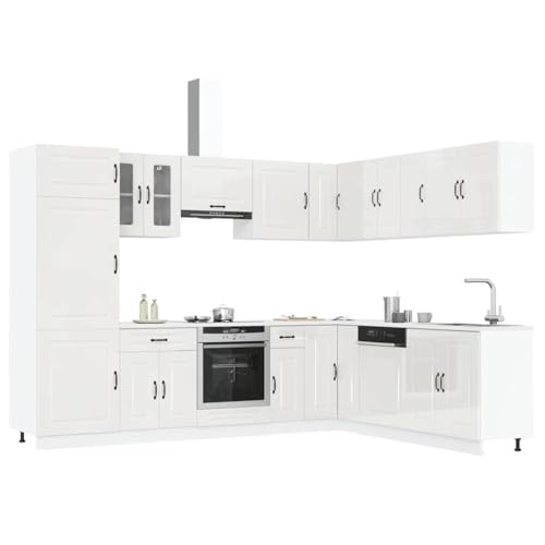 LLEZKBR Schränke & Aufbewahrungs-Küchenschränke, 14-teiliges Küchenschrank-Set, Kalmar, Hochglanz-Weiß, Holzwerkstoff LLEZKBR Schränke & Aufbewahrungs-Küchenschränke, 14-teiliges Küchenschrank-Set, Kalmar, Hochglanz-Weiß, Holzwerkstoff von LLEZKBR