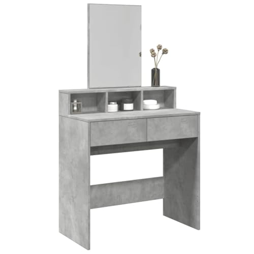 LLEZKBR Schränke & Aufbewahrungs-Waschtische, Schminktisch mit Spiegel, Betongrau, 80 x 41 x 144,5 cm von LLEZKBR