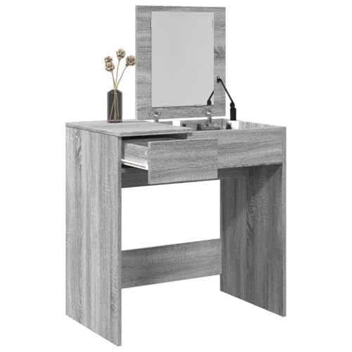 LLEZKBR Schränke & Aufbewahrungs-Waschtische, Schminktisch mit Spiegel, Grau, Sonoma, 73 x 46,5 x 120 cm von LLEZKBR