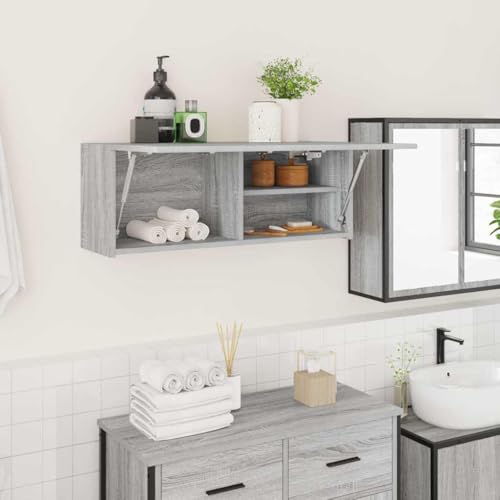 LLEZKBR Schränke & Aufbewahrungs-Waschtischunterschrank Bad-Waschtischunterschrank Bad-Hängeschrank Grau Sonoma 80x25x30 cm Holzwerkstoff von LLEZKBR