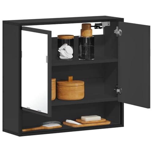 LLEZKBR Schränke & Aufbewahrungs-Waschtischunterschrank Bad-Waschtischunterschrank Bad-Spiegelschrank Schwarz 65x20x60 cm Holzwerkstoff von LLEZKBR
