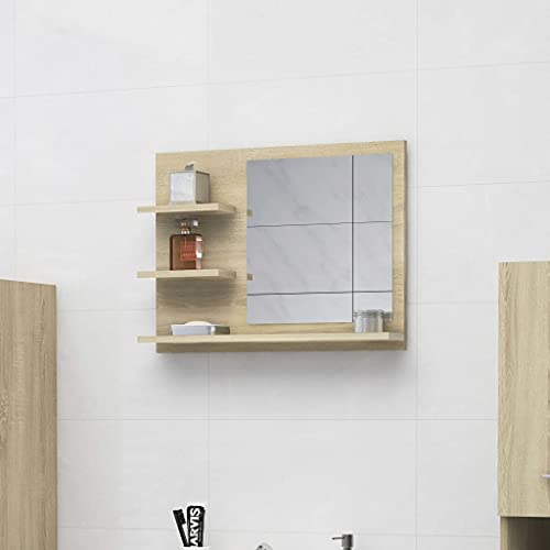 LLEZKBR Schränke & Aufbewahrungs-Waschtischunterschrank Bad-Waschtischunterschrank Badezimmerspiegel Sonoma Eiche 60x10,5x45 cm Holzwerkstoff von LLEZKBR