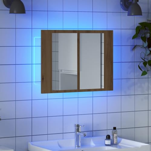 LLEZKBR Schränke & Aufbewahrungs-Waschtischunterschrank Bad-Waschtischunterschrank LED-Spiegelschrank Artisan Eiche 60x12x45cm Holzwerkstoff LLEZKBR Schränke & Aufbewahrungs-Waschtischunterschrank Bad-Waschtischunterschrank LED-Spiegelschrank Artisan Eiche 60x12x45cm Holzwerkstoff von LLEZKBR