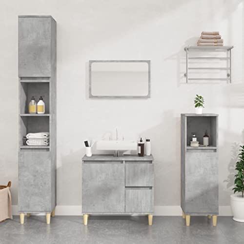 LLEZKBR Schränke & Aufbewahrungs-Waschtischunterschrank Badschrank Betongrau 30x30x190 cm Holzwerkstoff LLEZKBR Schränke & Aufbewahrungs-Waschtischunterschrank Badschrank Betongrau 30x30x190 cm Holzwerkstoff von LLEZKBR
