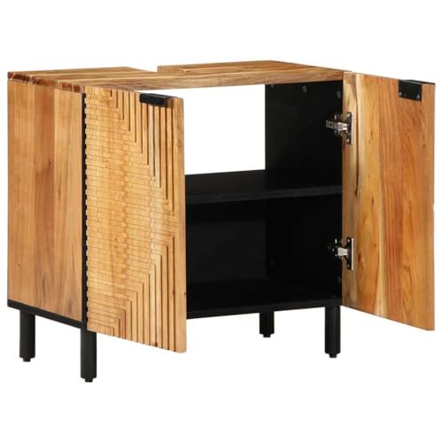 LLEZKBR Schränke & Aufbewahrungs-Waschtischunterschrank Badschrank Braun 62 x 33 x 58 cm Akazienholz massiv LLEZKBR Schränke & Aufbewahrungs-Waschtischunterschrank Badschrank Braun 62 x 33 x 58 cm Akazienholz massiv von LLEZKBR