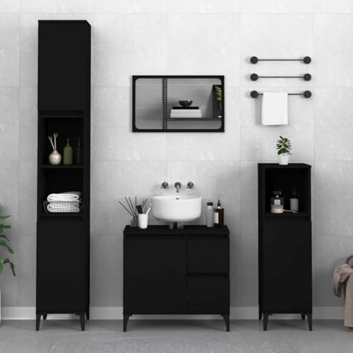 LLEZKBR Schränke & Aufbewahrungs-Waschtischunterschrank Badschrank schwarz 65x33x60 cm Holzwerkstoff von LLEZKBR