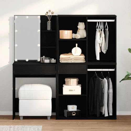 LLEZKBR Schränke & Aufbewahrungs-Waschtischunterschrank - LED Schminktisch Schwarz Eiche 140 x 40 x 140 cm Holzwerkstoff LLEZKBR Schränke & Aufbewahrungs-Waschtischunterschrank - LED Schminktisch Schwarz Eiche 140 x 40 x 140 cm Holzwerkstoff von LLEZKBR