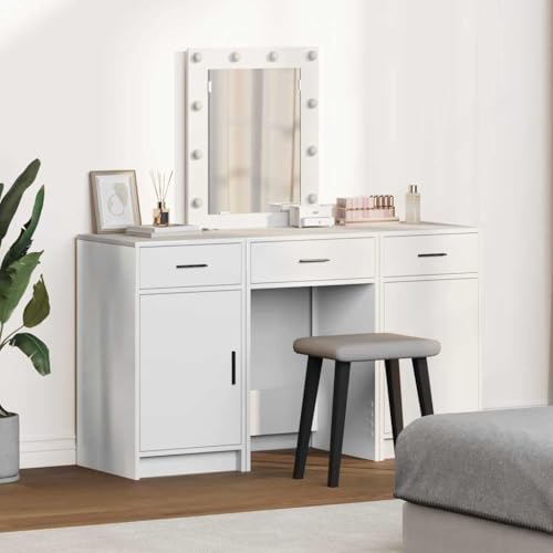 LLEZKBR Schränke & Aufbewahrungskommoden – Schminktisch, 3 Stück, weiß, 50 x 41 x 135 cm, Holzwerkstoff von LLEZKBR
