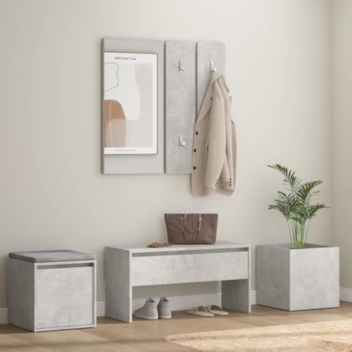 LLEZKBR Sitzbänke Aufbewahrung & Eingangsbänke Flur Möbel Set Beton Grau Holzwerkstoff von LLEZKBR