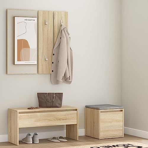 LLEZKBR Sitzbänke Aufbewahrung & Eingangsbänke Flur Möbel Set Sonoma Eiche Holzwerkstoff von LLEZKBR