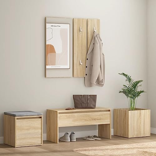 LLEZKBR Sitzbänke Lagerbänke & Eingangsbänke Flur Möbel Set Sonoma Eiche Holzwerkstoff von LLEZKBR