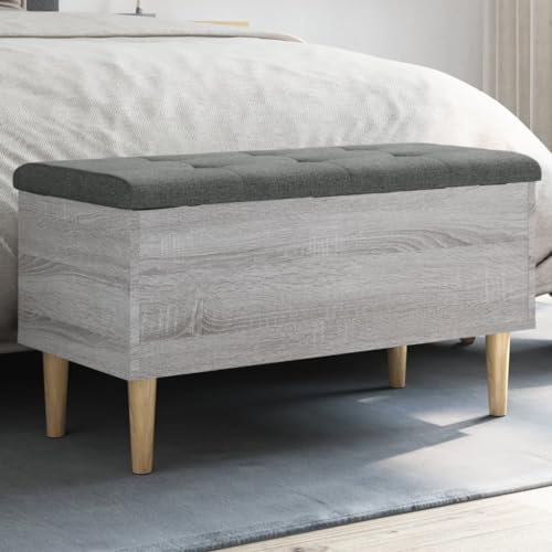 LLEZKBR Sitzbänke Lagerbank Sitzbank Sitzbank Sitzbank Grau Sonoma 82x42x46cm Holzwerkstoff von LLEZKBR