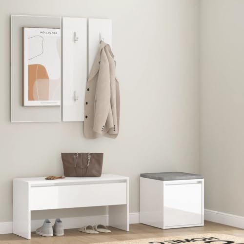 LLEZKBR Sitzbänke und Eingangsbänke, Flurmöbel-Set, Hochglanz, weiß, Holzwerkstoff von LLEZKBR