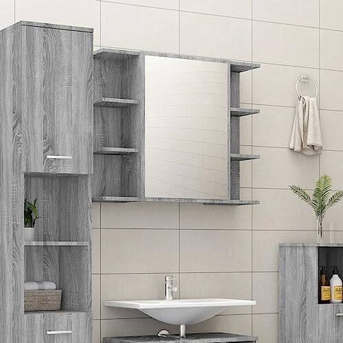 LLEZKBR Spiegelschrank für Badezimmer, Grau, Sonoma, 80 x 20,5 x 64 cm, Holzwerkstoff LLEZKBR Spiegelschrank für Badezimmer, Grau, Sonoma, 80 x 20,5 x 64 cm, Holzwerkstoff von LLEZKBR