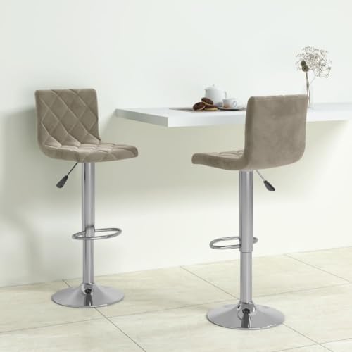 LLEZKBR Stühle, Tisch und Barhocker, Barhocker, 2 Stück, hellgrauer Samt von LLEZKBR