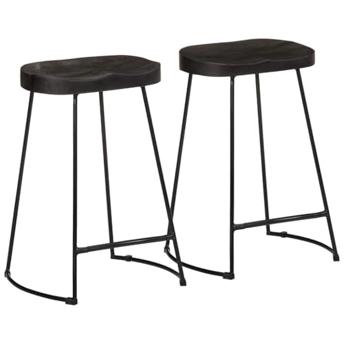 LLEZKBR Stühle, Tisch & Barhocker, Barhocker, 2 Stück, schwarz, 45 x 40 x 62 cm, Massivholz, Mango von LLEZKBR