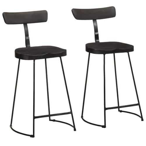 LLEZKBR Stühle, Tisch & Barhocker, Barhocker, 2 Stück, schwarz, 49 x 43 x 88 cm, Massivholz, Mango von LLEZKBR
