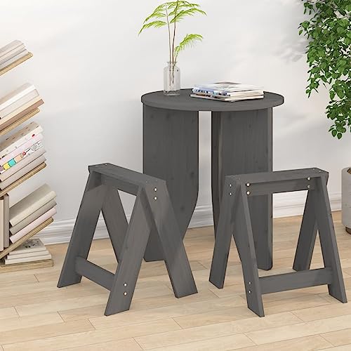 LLEZKBR Stühle Klappstühle & Hocker Hocker 2 Stück grau 40x40x45cm Massivholz Kiefer von LLEZKBR