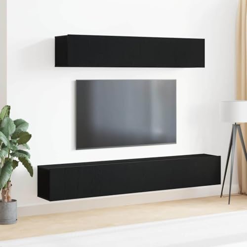 LLEZKBR TV-Ständer & TV-Schränke, TV-Ständer & TV-Schränke, TV-Schrank-Set, 4-teilig, schwarze Eiche, 100 x 30 x 30 cm, Holzwerkstoff von LLEZKBR