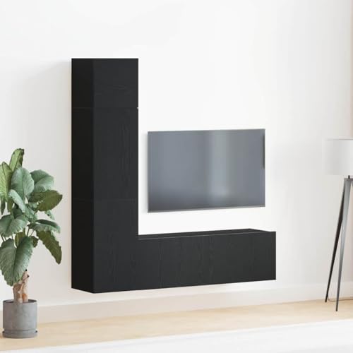 LLEZKBR TV-Ständer & TV-Schränke, TV-Ständer & TV-Schränke, TV-Schrank-Set, Wandmontage, 4-teilig, schwarze Eiche, 130,5 x 30 x 140 cm LLEZKBR TV-Ständer & TV-Schränke, TV-Ständer & TV-Schränke, TV-Schrank-Set, Wandmontage, 4-teilig, schwarze Eiche, 130,5 x 30 x 140 cm von LLEZKBR