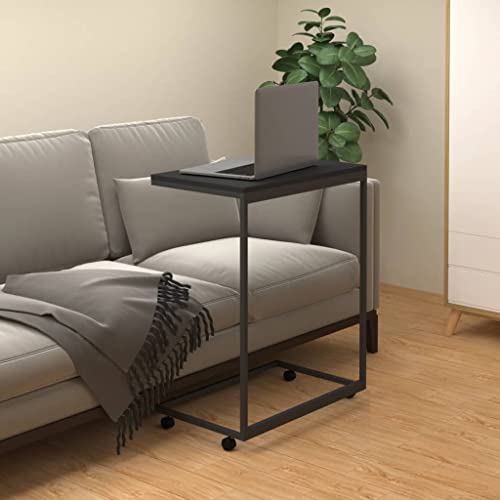 LLEZKBR Tables-Accent Tables-Coffee Tables-Beistelltisch mit Rollen, schwarz, 55 x 35 x 70 cm, Holzwerkstoff von LLEZKBR