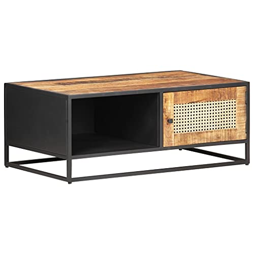 LLEZKBR Tables-Accent Tables-Coffee Tables-Coffee Table 90x50x35 cm grobes Mangoholz und L-Rohr von LLEZKBR