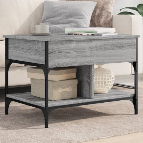 LLEZKBR Tables-Accent Tables-Coffee Tables-Coffee Table Grey Sonoma 70x50x50cm Engineered Wood and Metal von LLEZKBR