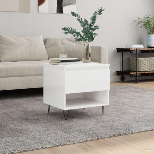 LLEZKBR Tables-Accent Tables-Coffee Tables-Coffee Table High Gloss White 50x46x50cm Engineered Wood von LLEZKBR